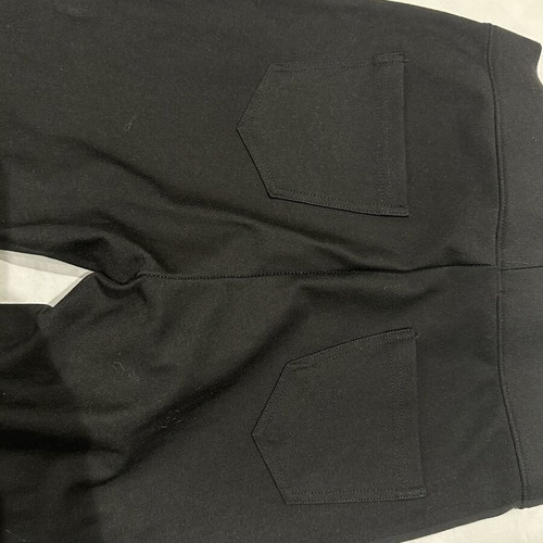 Black women's tregging pants with metallic monogram detail, L/XL