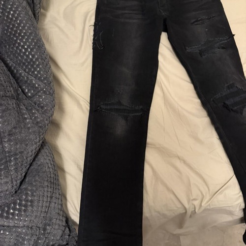 Amiri Black MA Varsity Repair Jeans Size 32 New