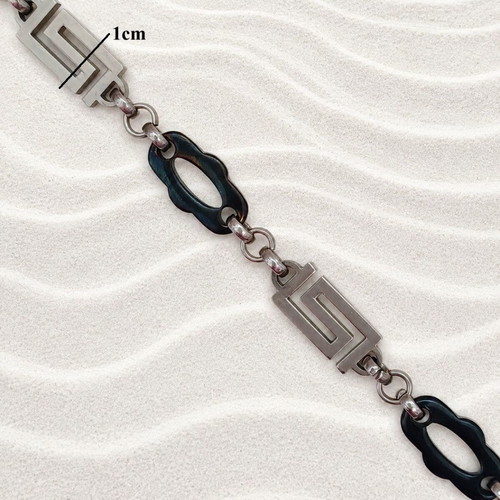Bracelet from stainless steel with meanders, new, black and silver