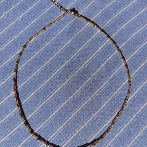 Necklace made of steel wire with glass beads new, multicolor