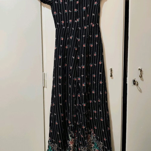 XS Boho Floral Jumpsuit with Stripes and Inner Shorts like new