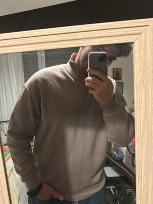 Jack & Jones μπεζ πουλόβερ με γιακά και κοντό φερμουάρ, μέγεθος L