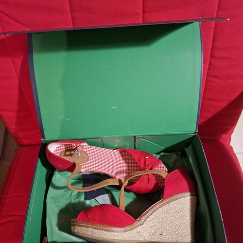Tommy Hilfiger wedges new, red with straw and leather details