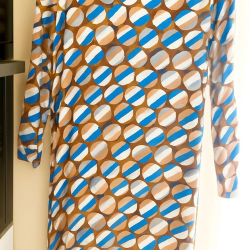 GIGI dress like new, viscose, size S, blue and brown with side slits