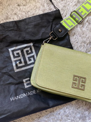 EL Bag Anemos lime crossbody new with strap and pouch
