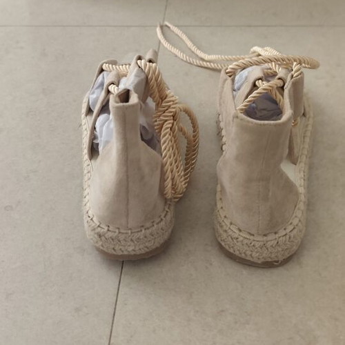 Women's Espadrille Sandals Taupe with Jute Sole and Gladiator Style