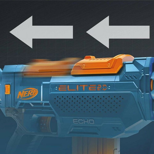 Nerf Elite 2.0 Echo CS-10 blaster used with 6 foam darts and goggles