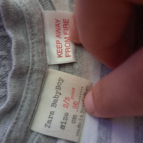 Zara striped short-sleeve t-shirt used, gray and white, size 92 cm, age 2-3