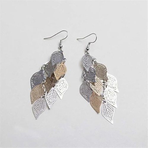 Boho Filigree Earrings New Stainless Alloy with Leaf Design
