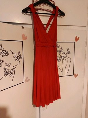 Red dress with crisscross back size small like new