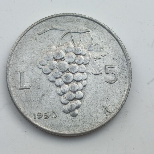 5 Lire Uva Aluminum Coin 1950 Italy