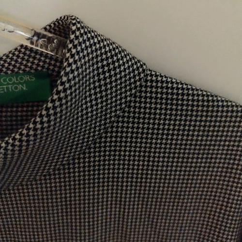 Benetton dress large checkered with belt like new, black and white