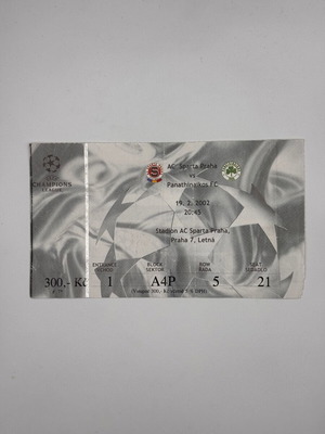 Εισιτήριο ποδοσφαίρου Champions League Sparta Prague - Παναθηναϊκός 2002