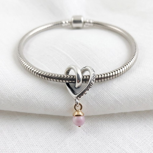 Pandora Mum Two-Tone Wrapped Heart Charm S925 new, pink and silver