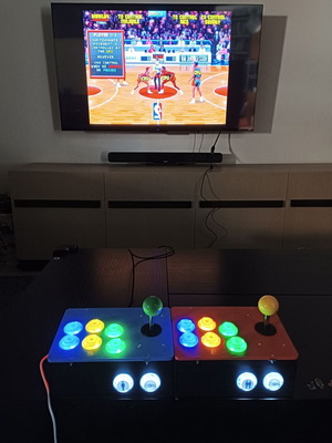 Retro Double Arcade Console like new with right joysticks and LED buttons