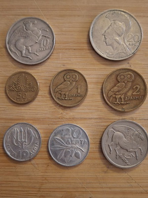 1973 Series B coins used, set of 8 from Greece
