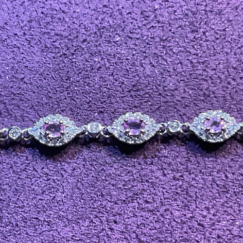 Silver bracelet with natural red sapphires and certificate of authenticity