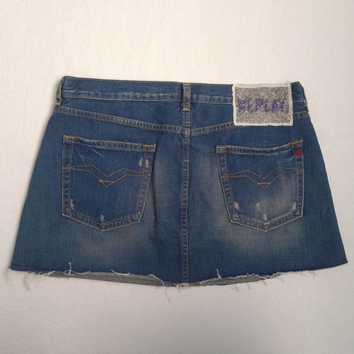 Replay women's mini denim skirt size L 30, blue