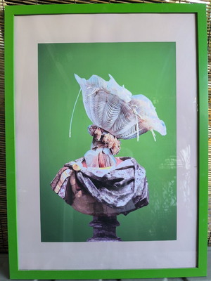 Surreal Color Poster Digital Collage with Green Frame and Plexiglass 50x70