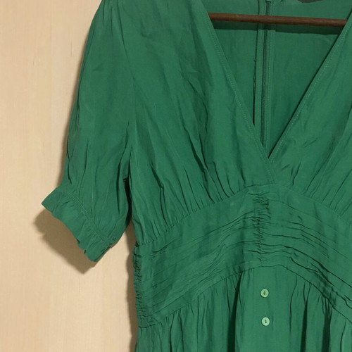 Zara dress new, green viscose midi with buttons and elastic sleeves