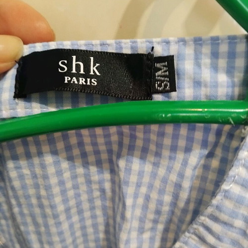 Blue checked dress with embroidery like new