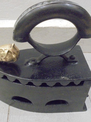 Old Charcoal Iron Restored with Bronze Clasp