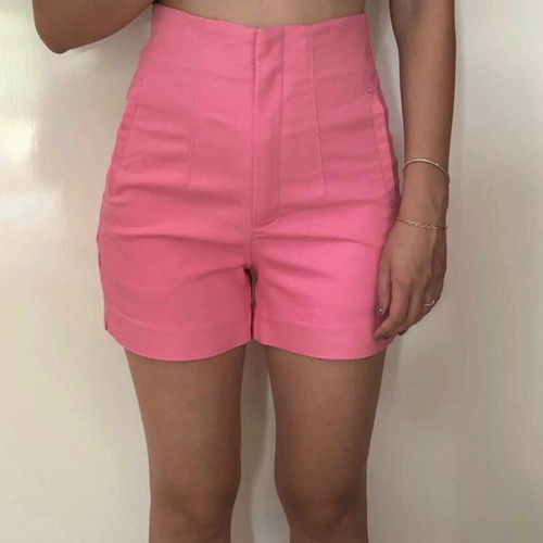 Stradivarius high-waist shorts, pink