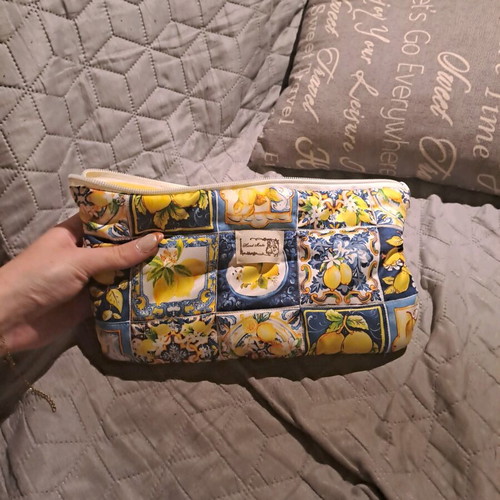 Toiletry bag new with lemon pattern, multicolor and yellow