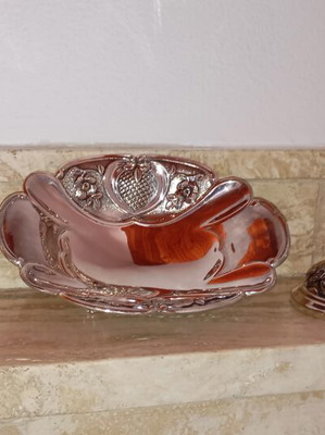Silver-plated set with bowl and 2 candleholders new