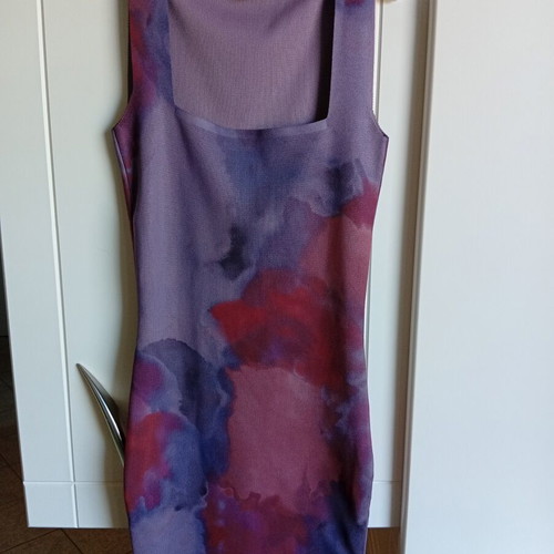 Zara elastic mini dress with square neckline, multicolor