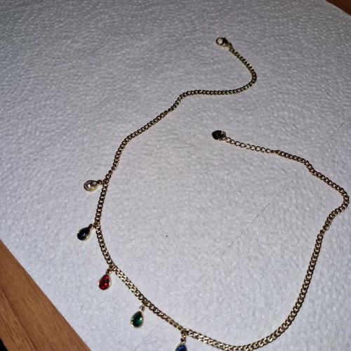 Steel necklace pendant with multicolored stones new