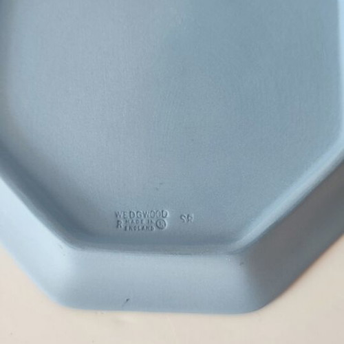 Wedgwood Vintage Octagonal Jasperware Trinket Dish, Pale Blue