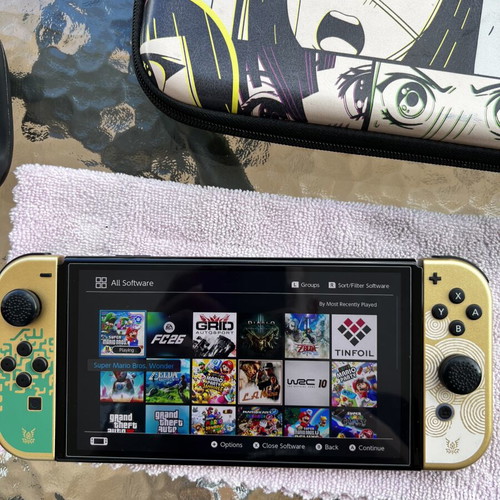 Nintendo Switch OLED Zelda Edition modded with 512GB and Zelda Joy-Cons like new