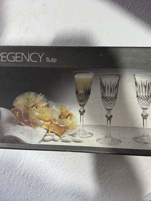 Regency Flute vintage champagne stemmed glasses, set of 6