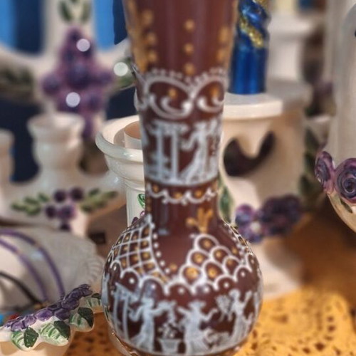 Murano Italy antique vase with gold ornaments, new