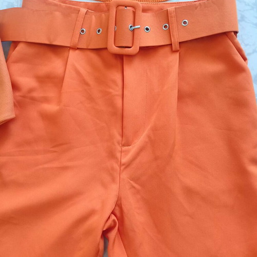 Zara women's tops and Shein orange pants set