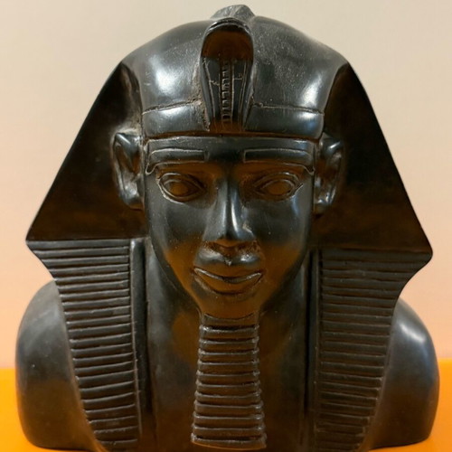 Egyptian Pharaoh bust used, black stone