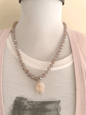 Handmade pink Murano necklace with 925 silver - the cardigan is a gift