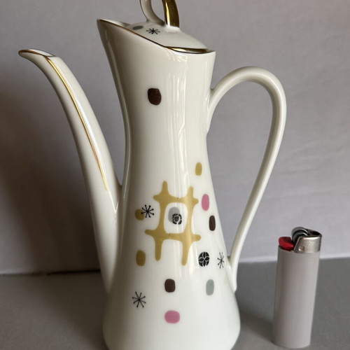 Vintage Bavaria porcelain coffee pot with lid, Mid-Century design