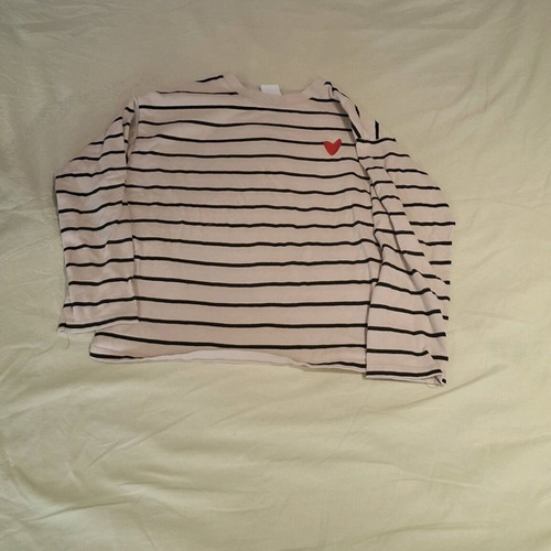 H&M blouse 9-10 years used, beige with dark blue stripes