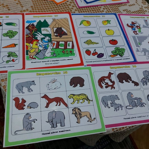 Work cards in Russian used, pack of 44 pieces
