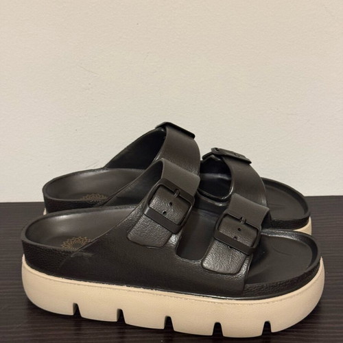 Ateneo sandals new, double strap, size 37, black and beige