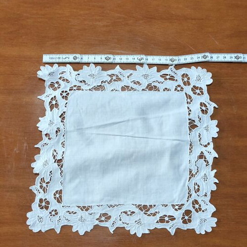 White cutwork napkin used, handmade, 1950s vintage