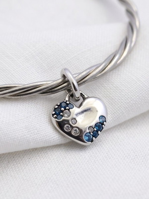 Pandora Blue Glitter Engravable Heart Charm new