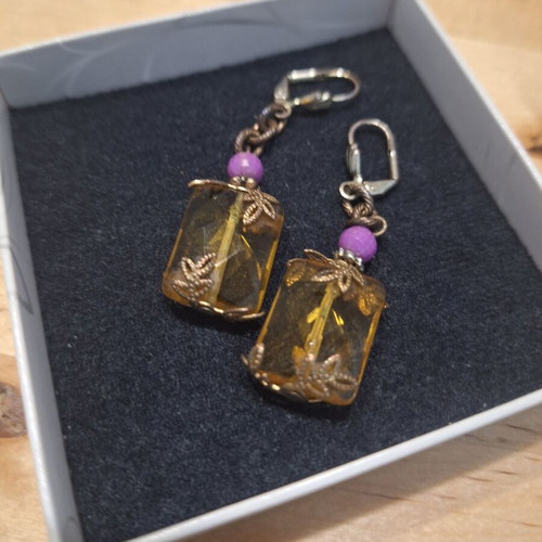 Faux Victorian Style Drop Earrings used, gold color