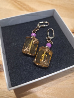 Faux Victorian Style Drop Earrings used, gold color