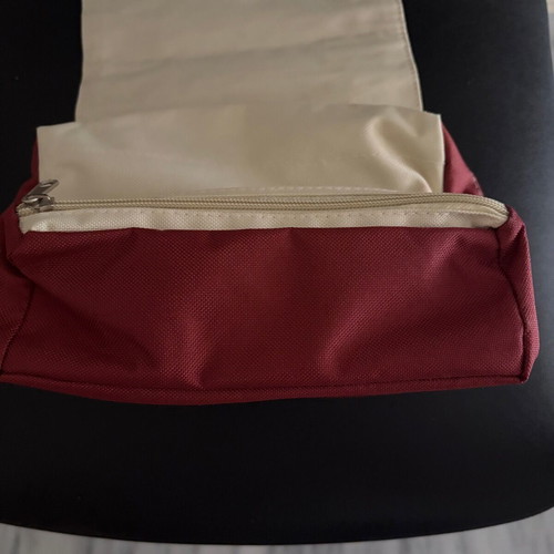 Aude Falbert travel toiletry bag 3 in 1 like new, burgundy and ecru