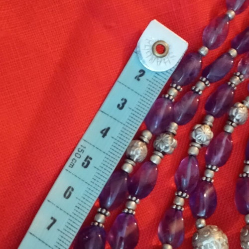 925 Silver Necklace with Amethyst, Ethnic Style