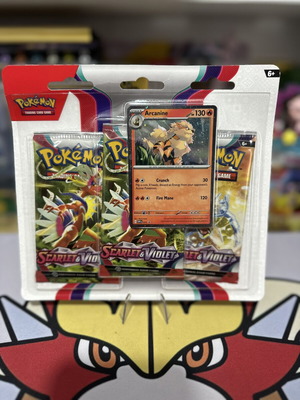 Pokémon Scarlet & Violet blister με 3 booster packs και foil promo Arcanine SVP011, sealed