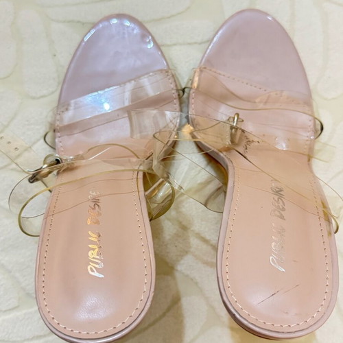 Clear sandals size 37, stable 10 cm heel, mint condition